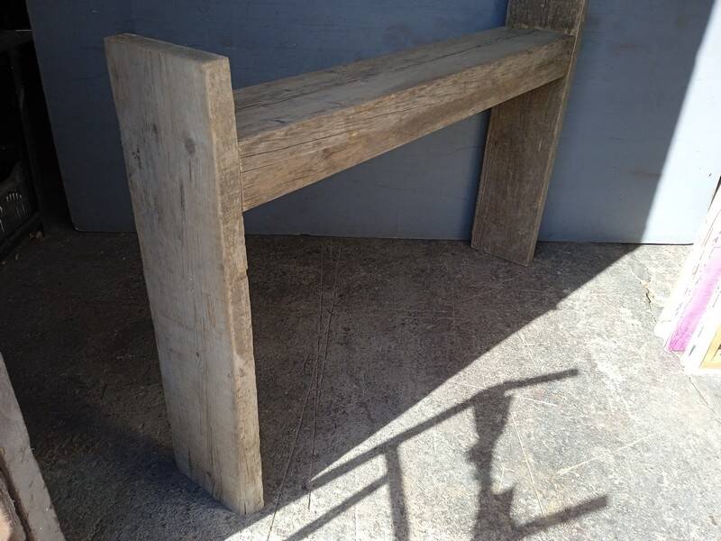 Brutalist console 148 cm old solid wood