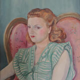Portrait of woman, oil on canvas, signed and dated "Stamos" 1946