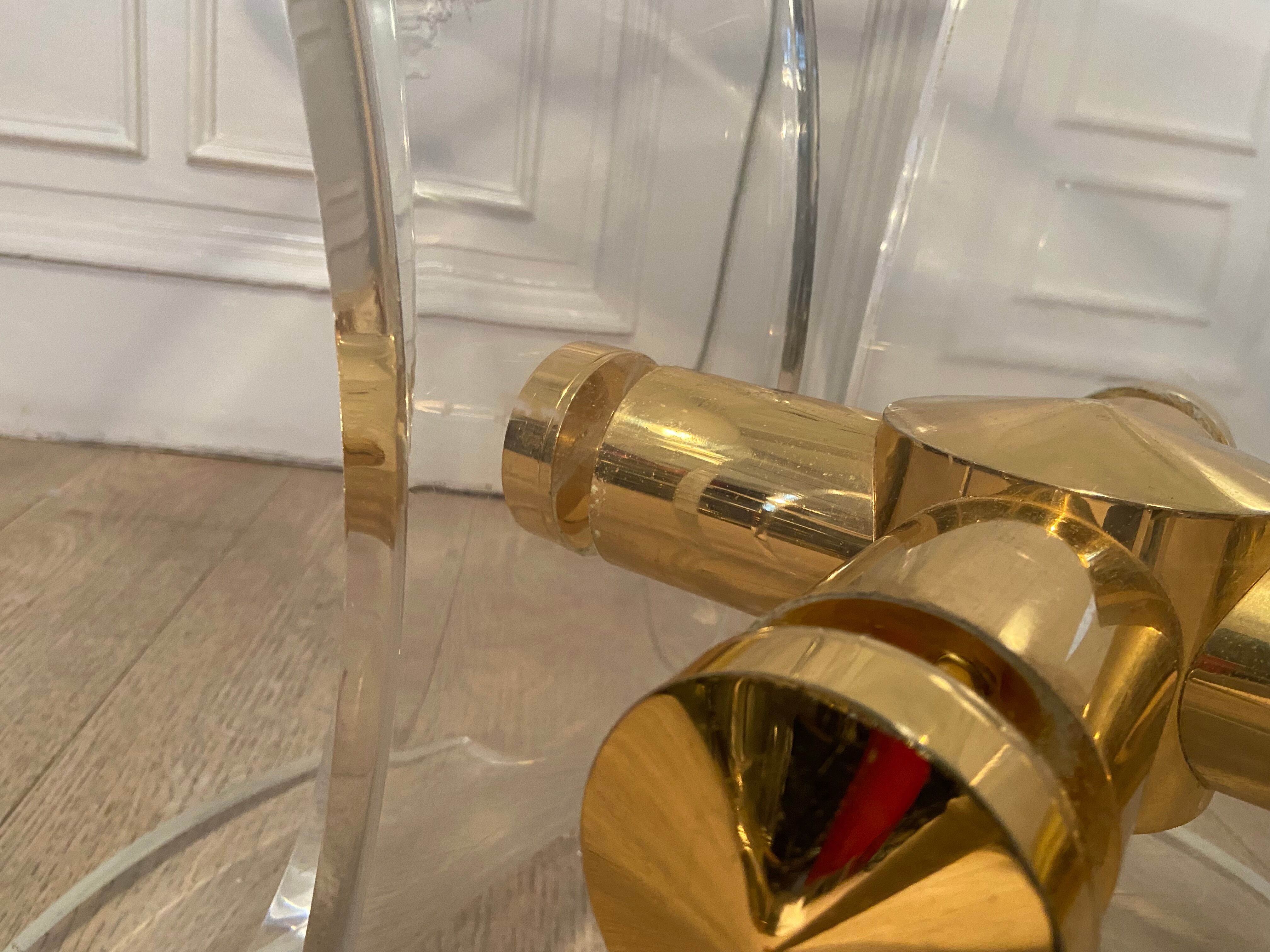 Lily table in plexiglass and gilded metal, 1970