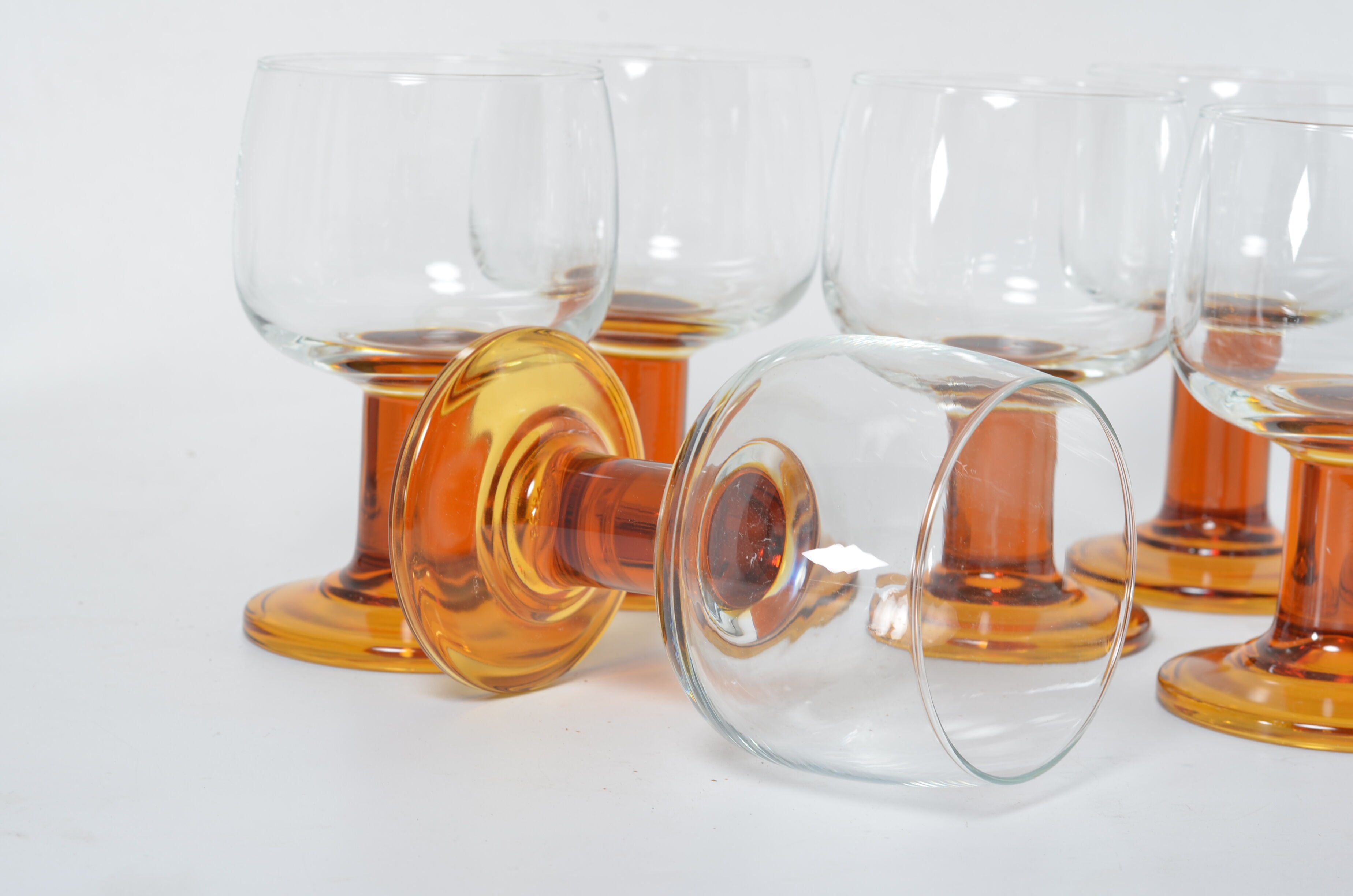 Amber stemmed glasses