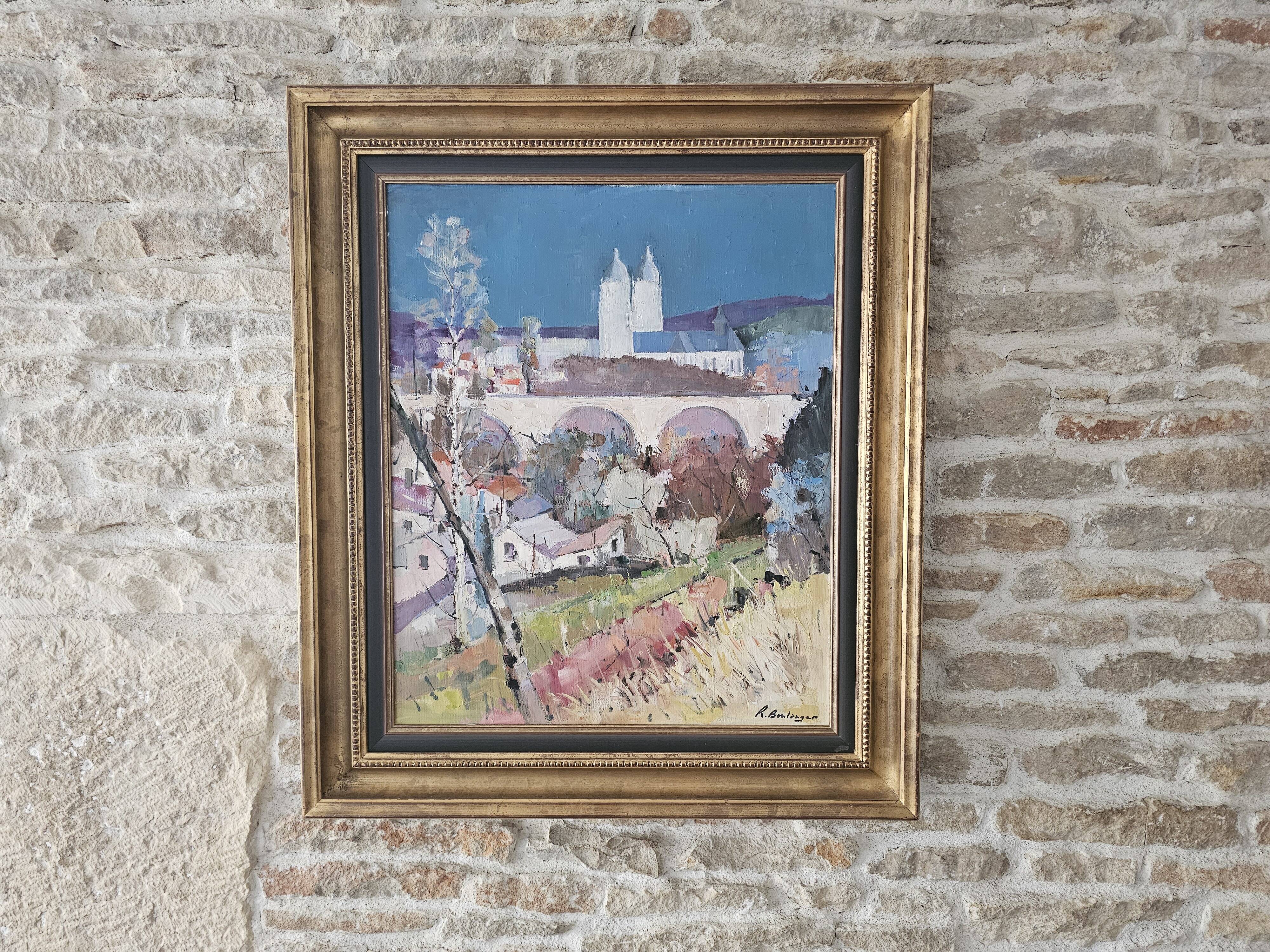Oil Painting on Canvas Basilica of Saint Nicholas of Port Signed R Boulanger