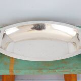 Silver plated metal hollow dish and mahogany handles