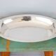 Silver plated metal hollow dish and mahogany handles