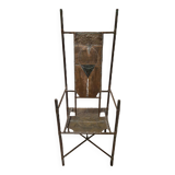 Copper and brass throne chair by Cor de Ree, Netherlands 1990