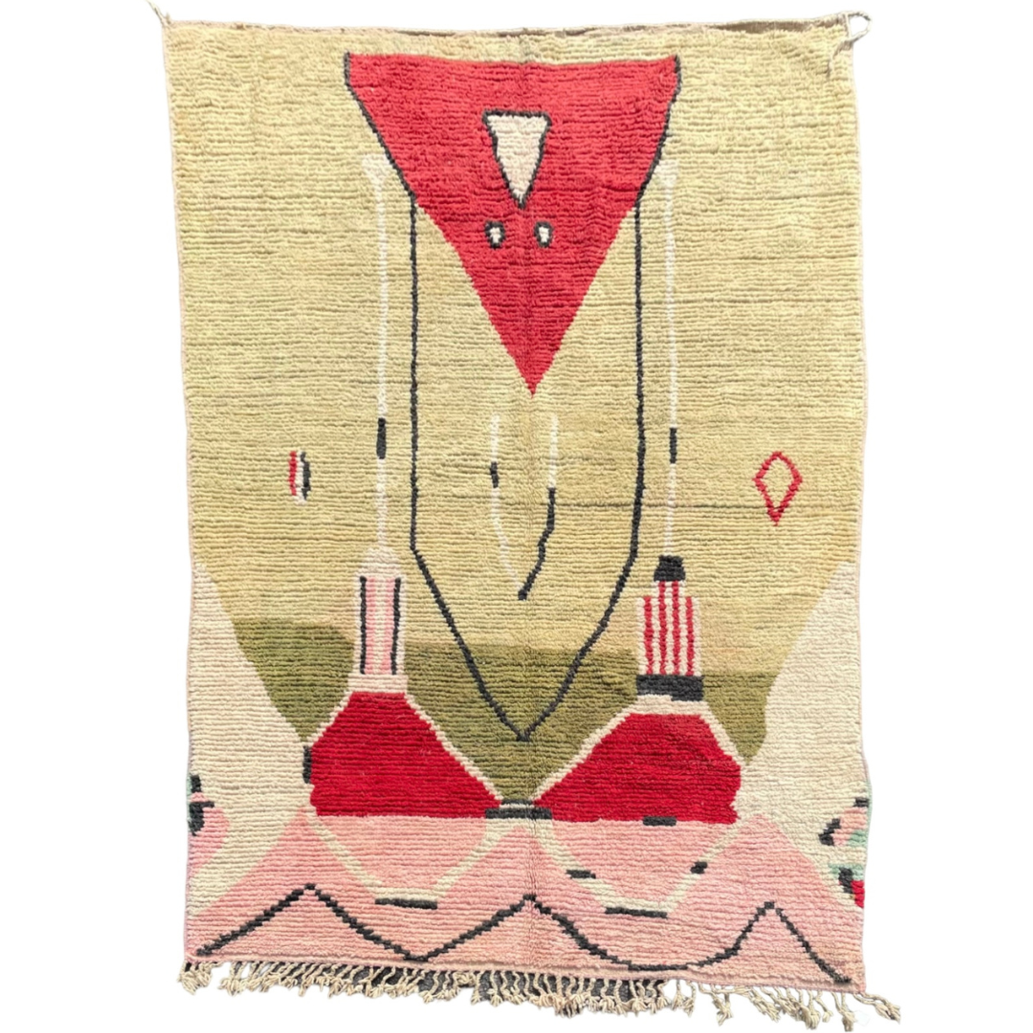 Large Moroccan Berber Rug Boujaad in Wool ideal Living room or bedroom, 200x290 cm
