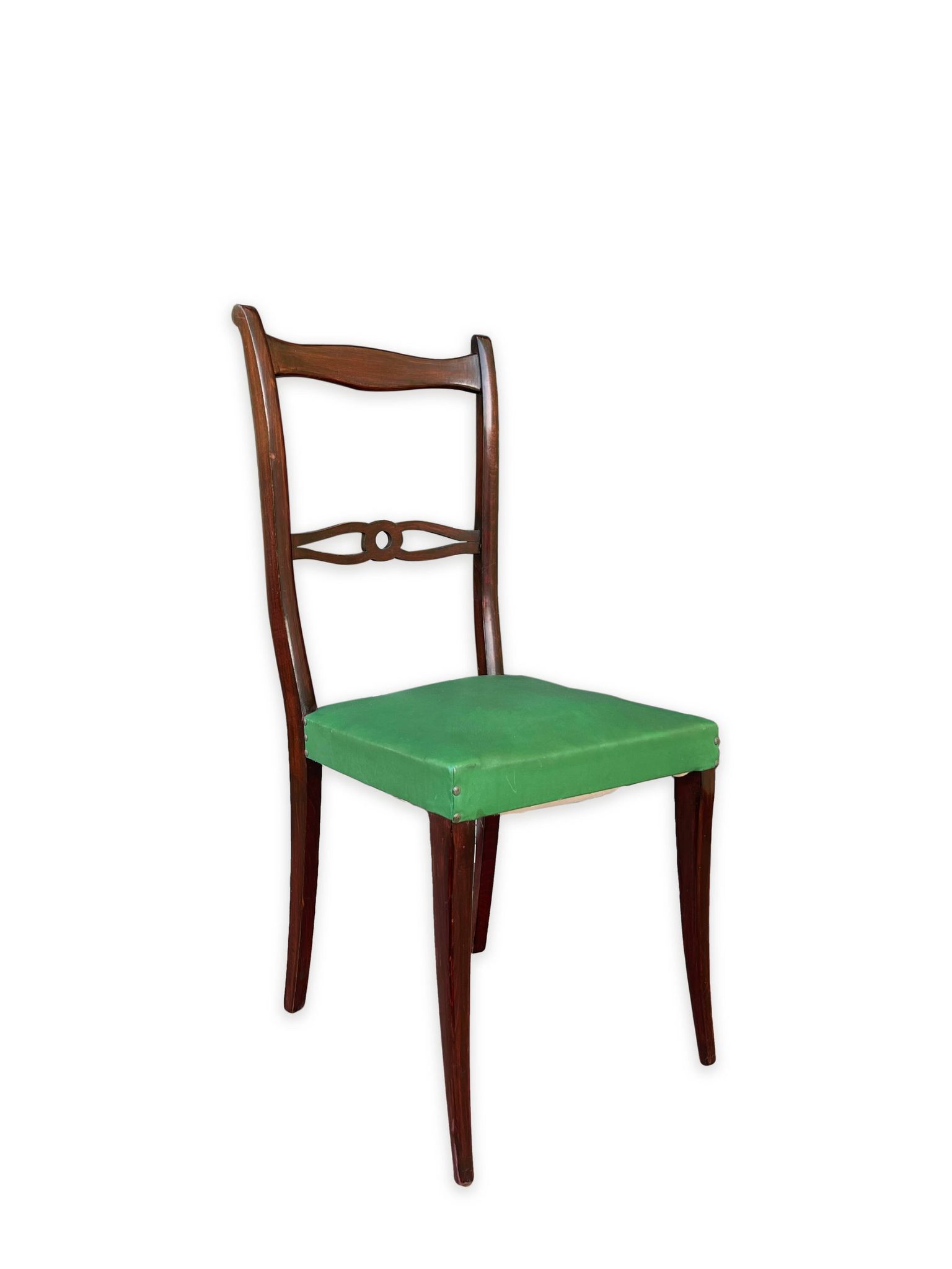 Ensemble italien de six chaises vintage noires et vertes 1960