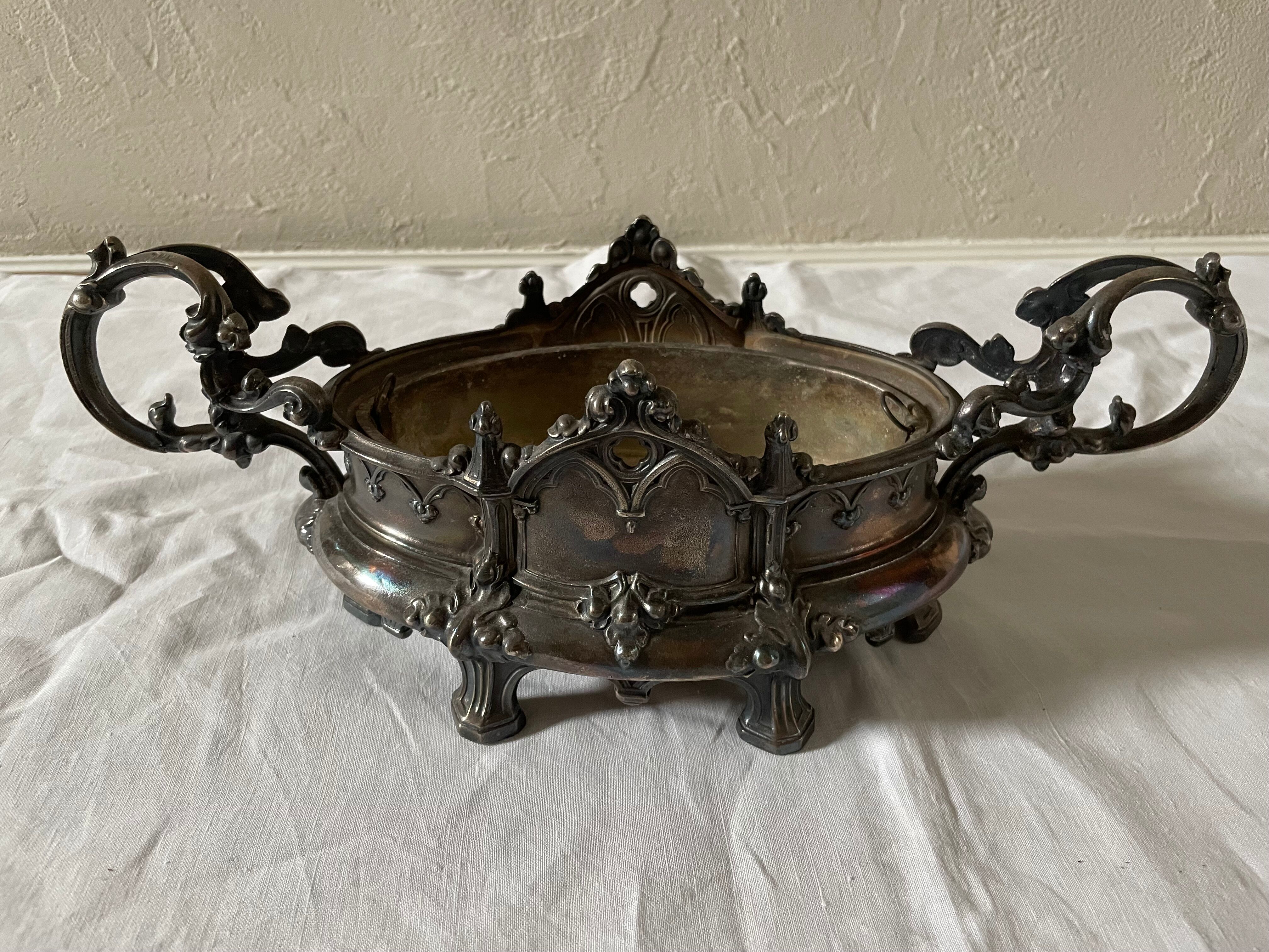 Silver metal planter