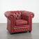 Amazing English cowhide Chesterfield armchair in a stunning red colour