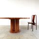 Large round red travertine dining table, 1970s