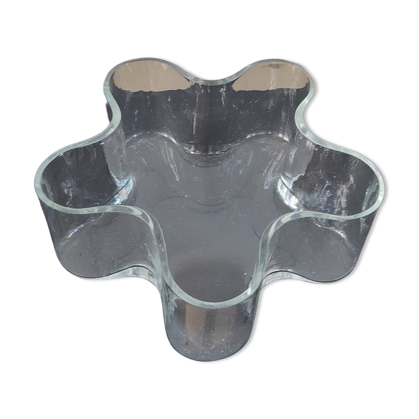 Grand vide-poche organique en verre transparent