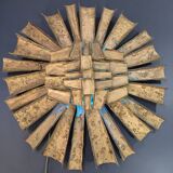 Gande sculpture murale Soleil, Lampe en résine & polyester, style Brutalist