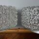 Pair of round vintage moulded glass ceiling lights.