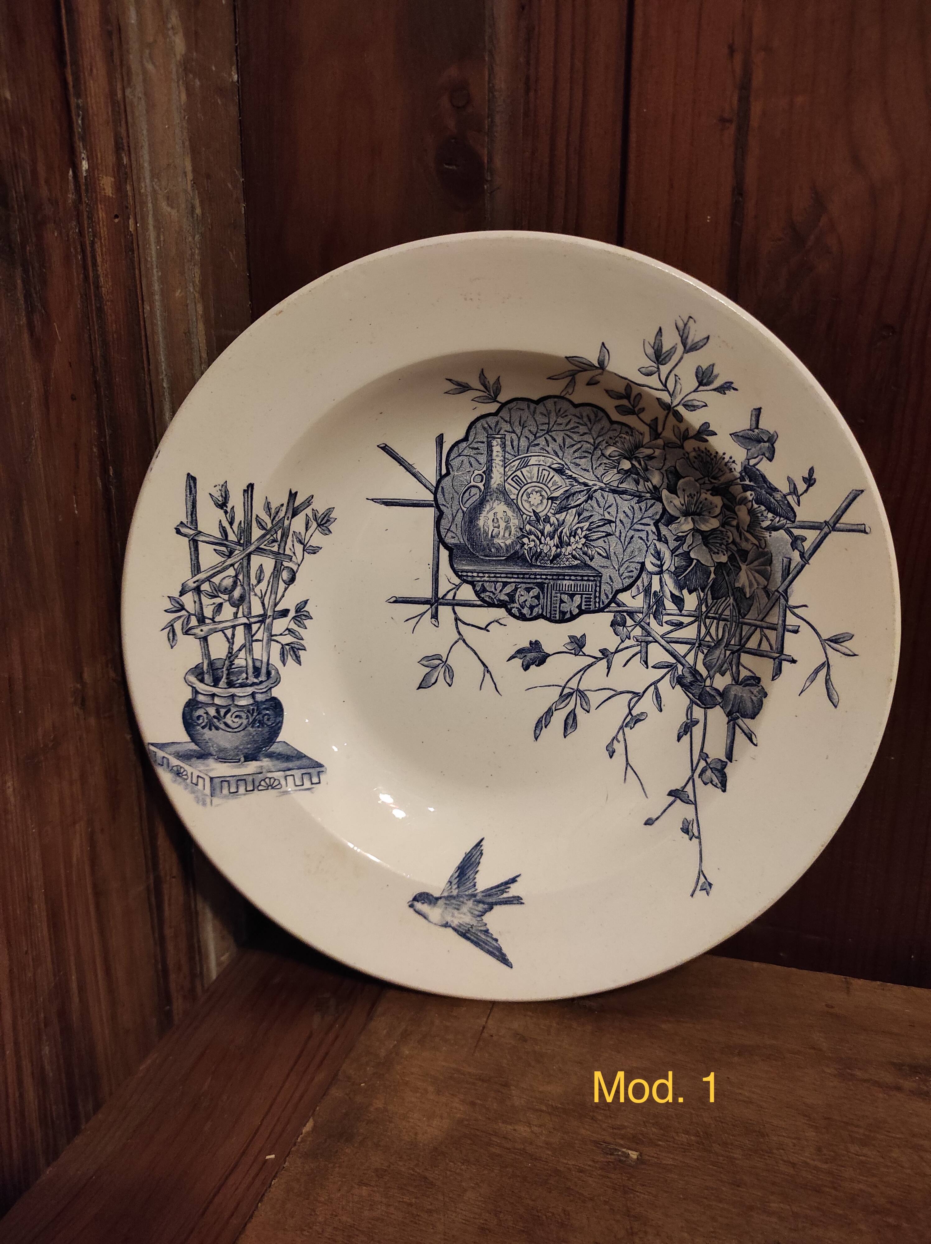 French vintage soup plate, R. Lafitte, Terre de Fer, Salins