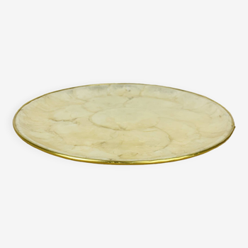 Round mother-of-pearl gold metal tray