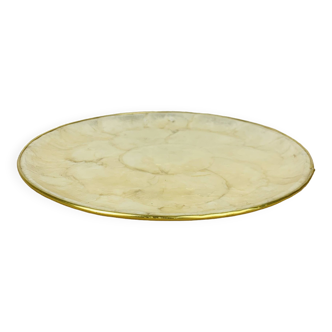 Round mother-of-pearl gold metal tray