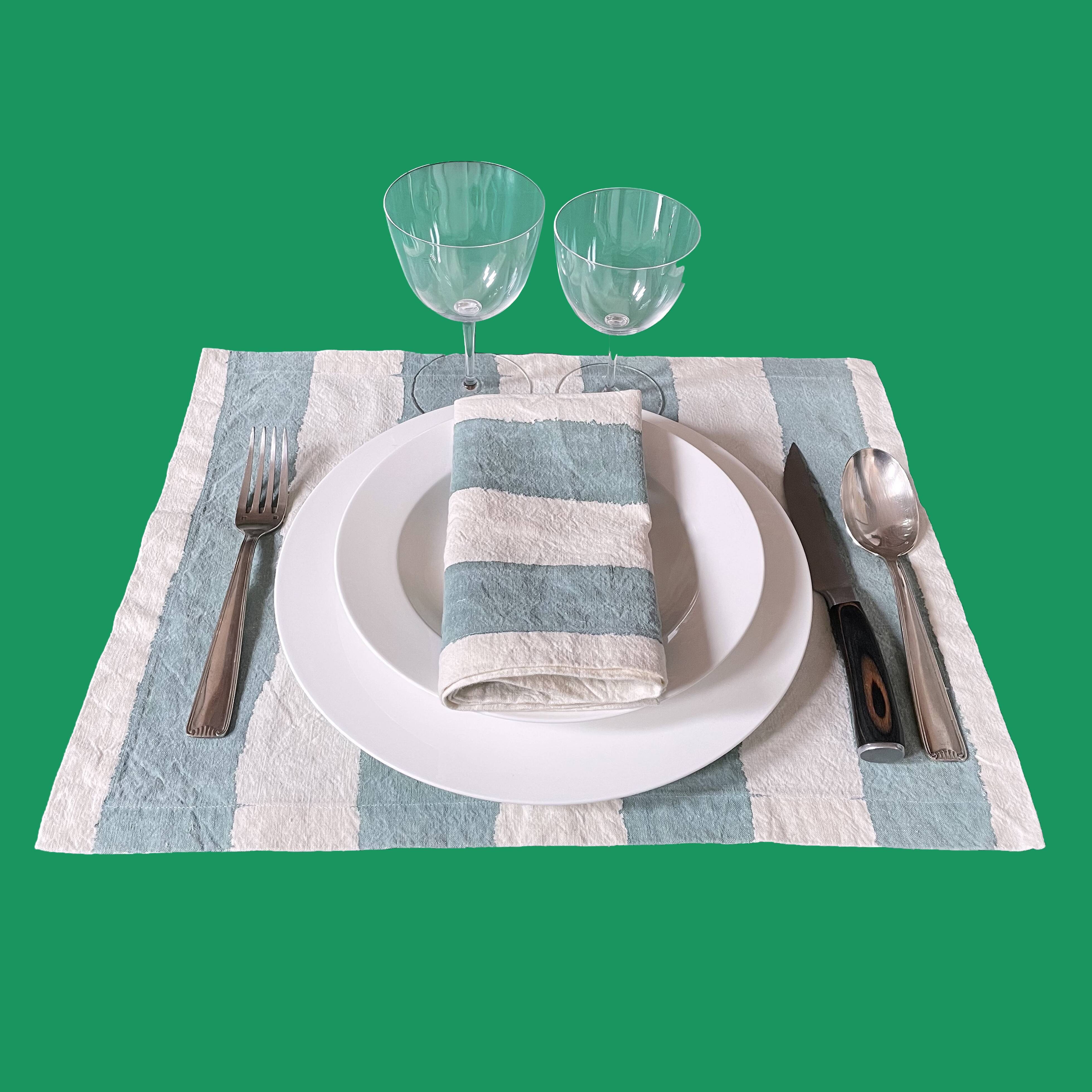 Serviette bayadère verte