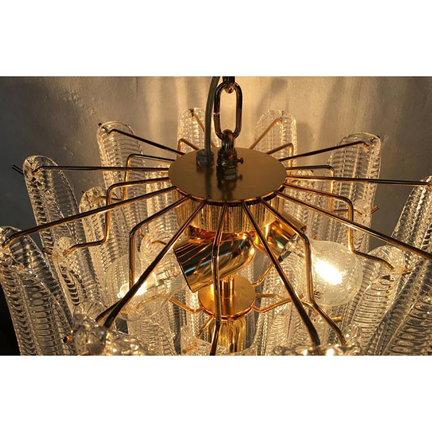 Contemporary Murano Glass "Sella" Chandelier With a Gold 24k Metal Frame