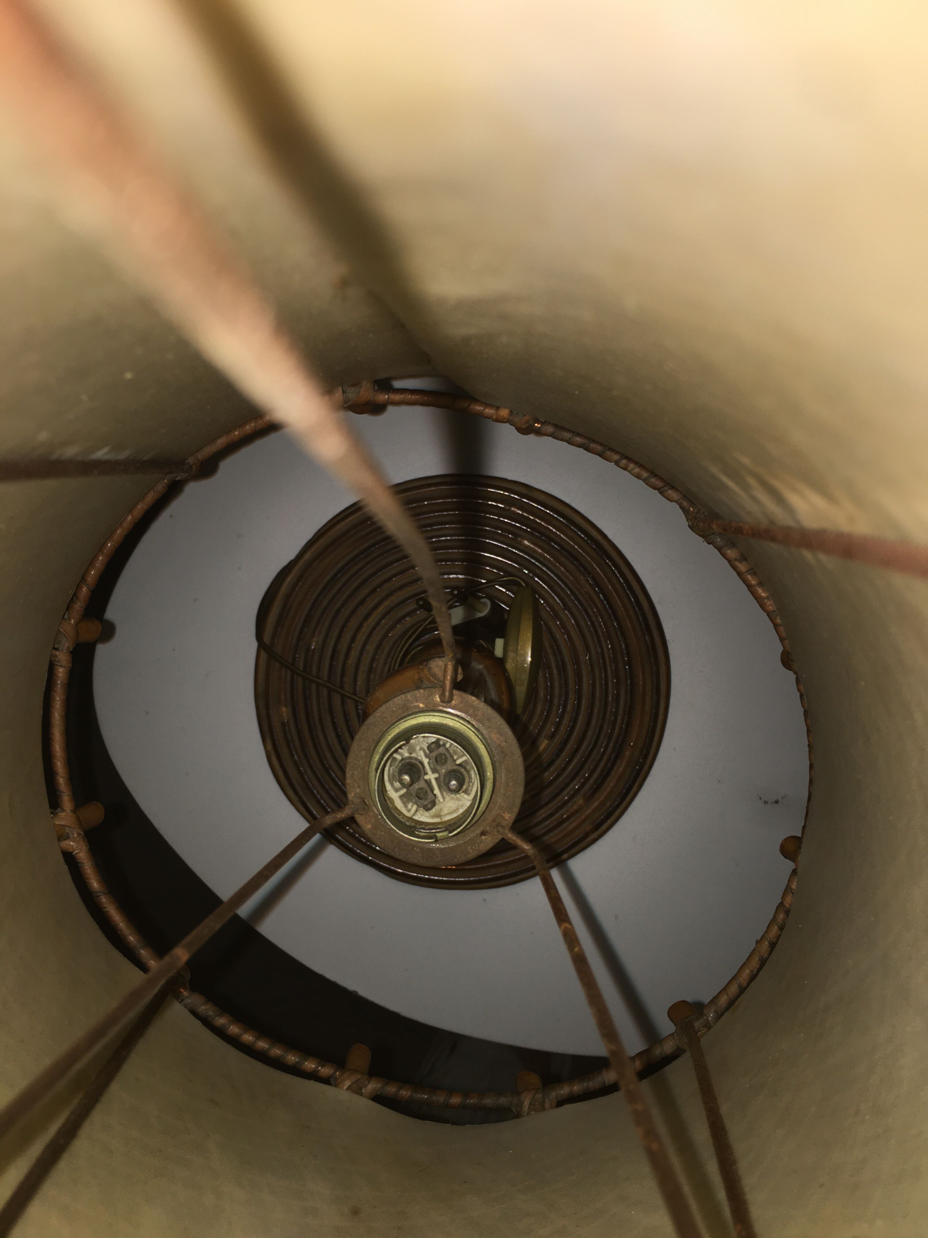 Vintage rattan table lamp and fabric