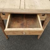 Table de ferme 2 tiroirs peuplier et chataignier