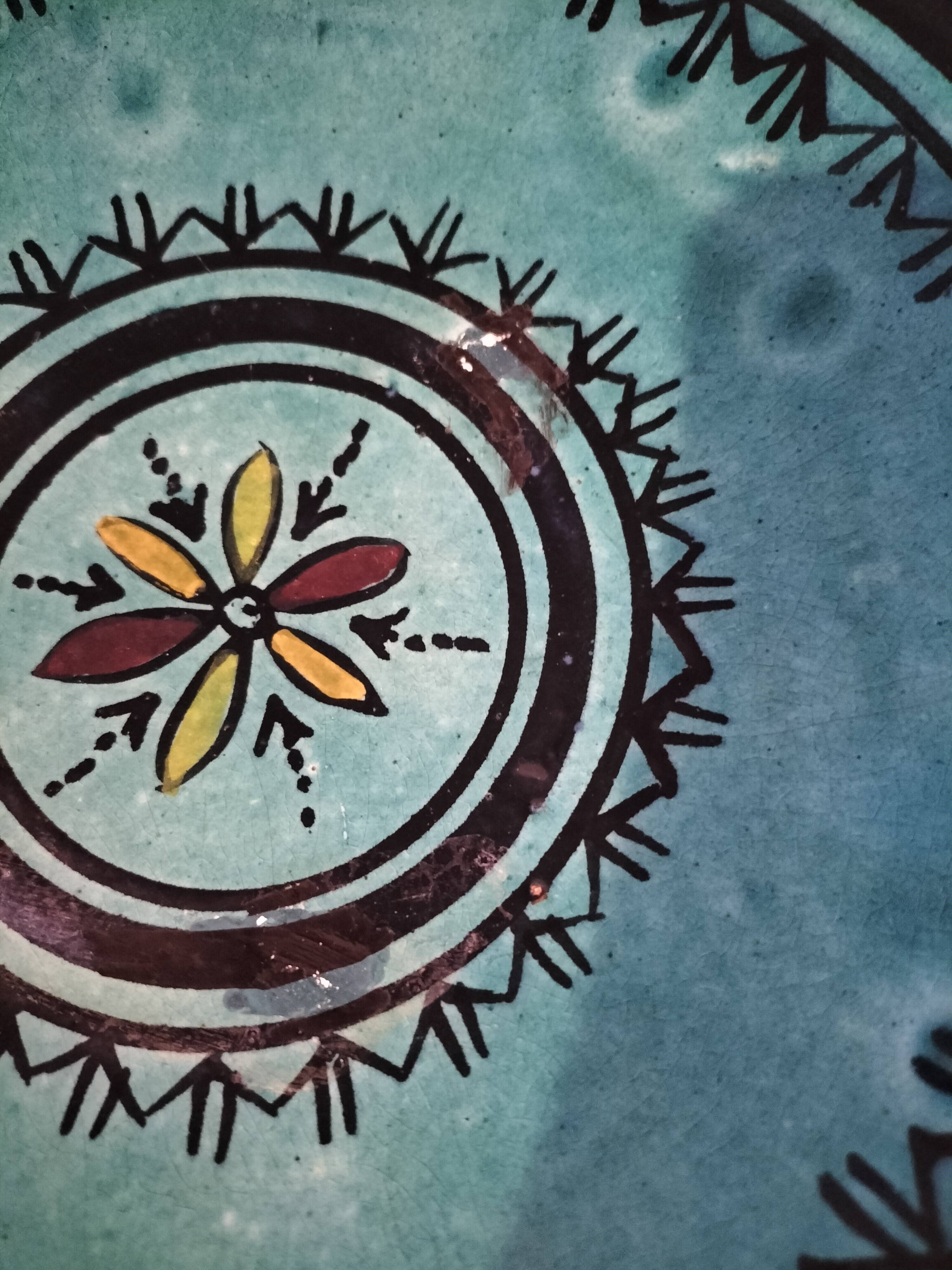 Moroccan handmade turquoise earthenware plate – Safi
