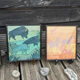 Set of 4 vintage frames ~ 70 for jungle decoration