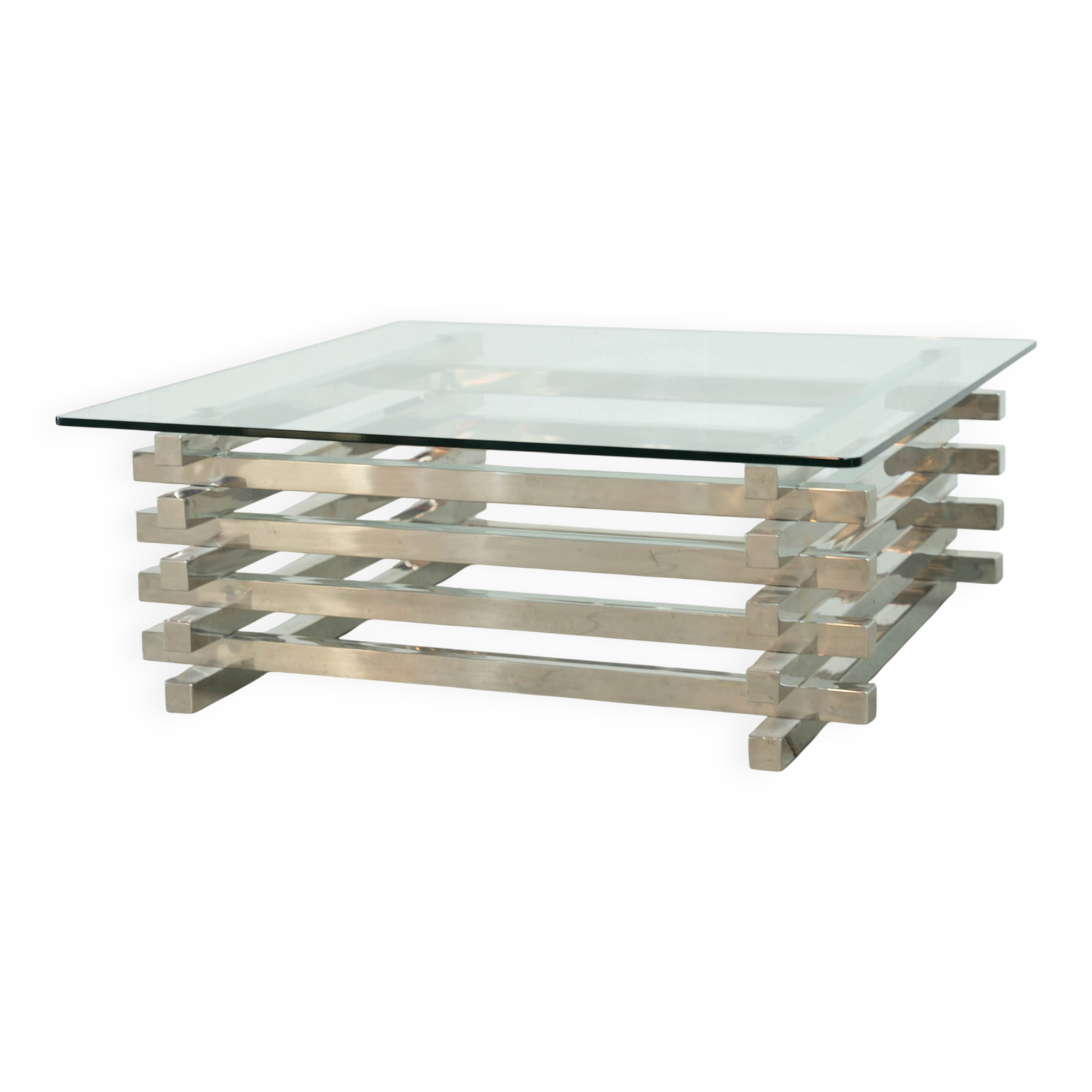 Sculptural French chrome coffee table