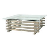 Sculptural French chrome coffee table