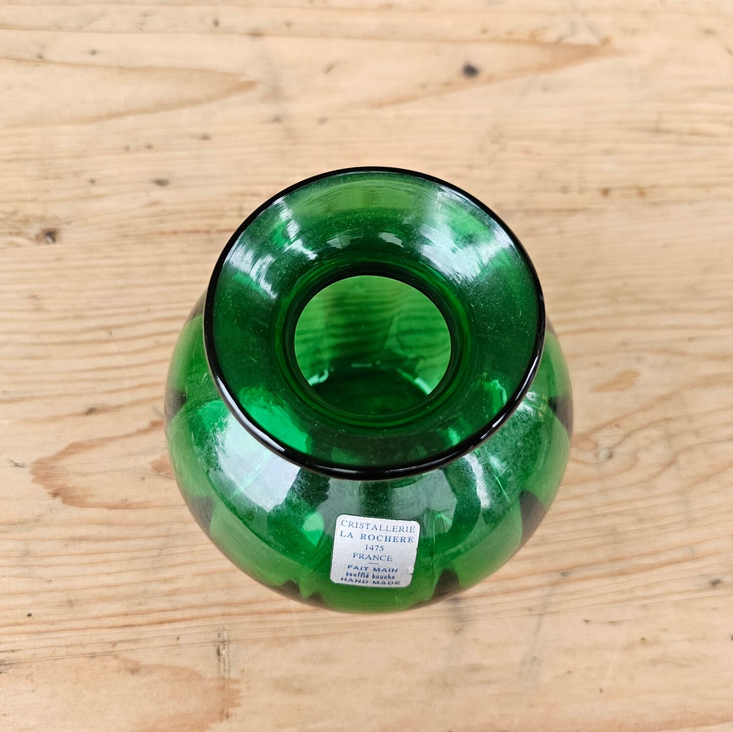 Green crystal vase La Rochère