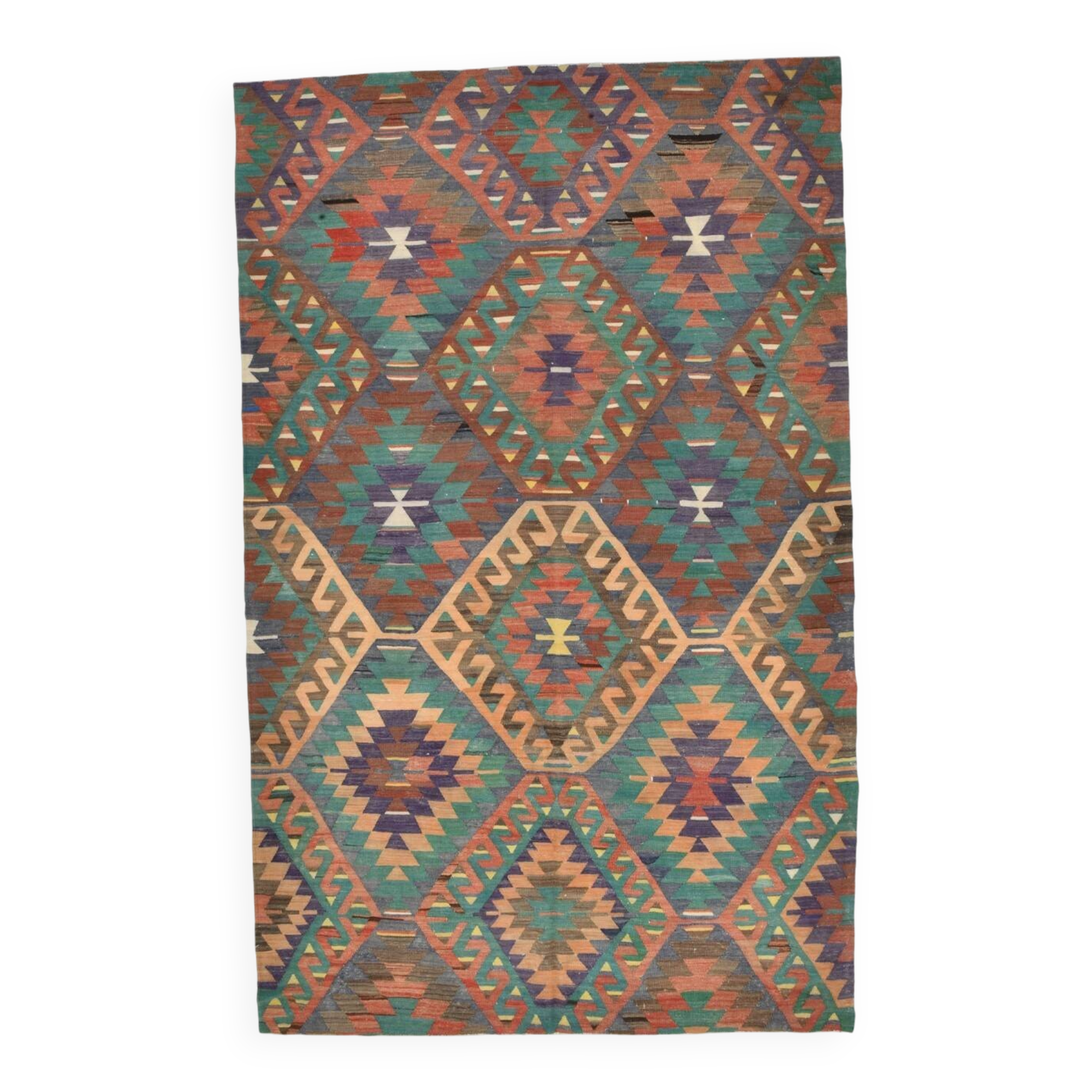 Multicolor Geometric Style Designer Kilim Rug, 181x291 Cm (5'11"x9'7" ft)