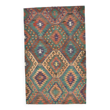 Multicolor Geometric Style Designer Kilim Rug, 181x291 Cm (5'11"x9'7" ft)