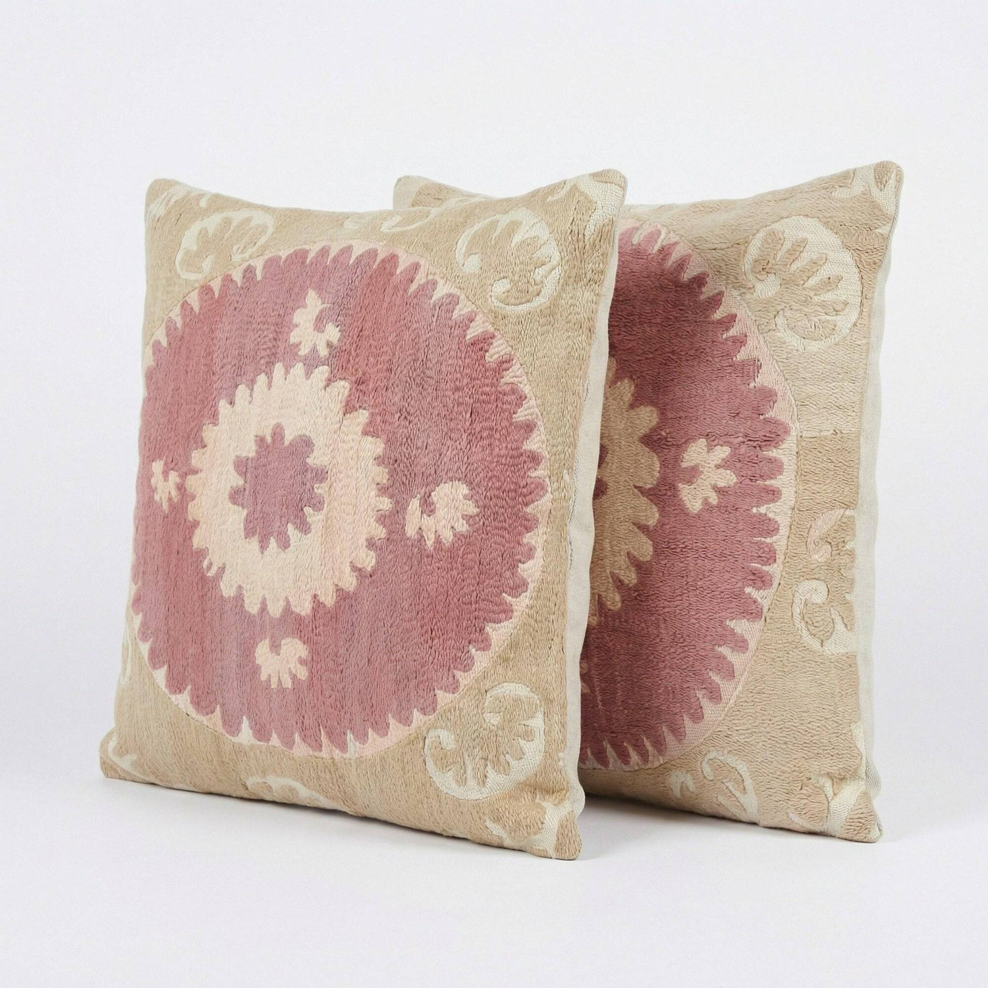 Set of 2 vintage embroidered cushion covers 61x64 cm