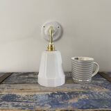 Wall lamp in white opaline and ceramic
