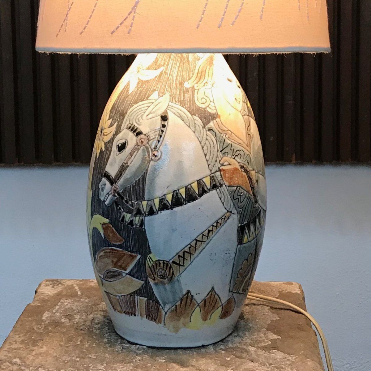 Swedish glazed ceramic table lamp by Marian Zawadzki for Tilgmans Keramik, 1957