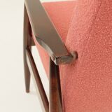 Mid-century modern armchair raspberry bouclé H. Lis