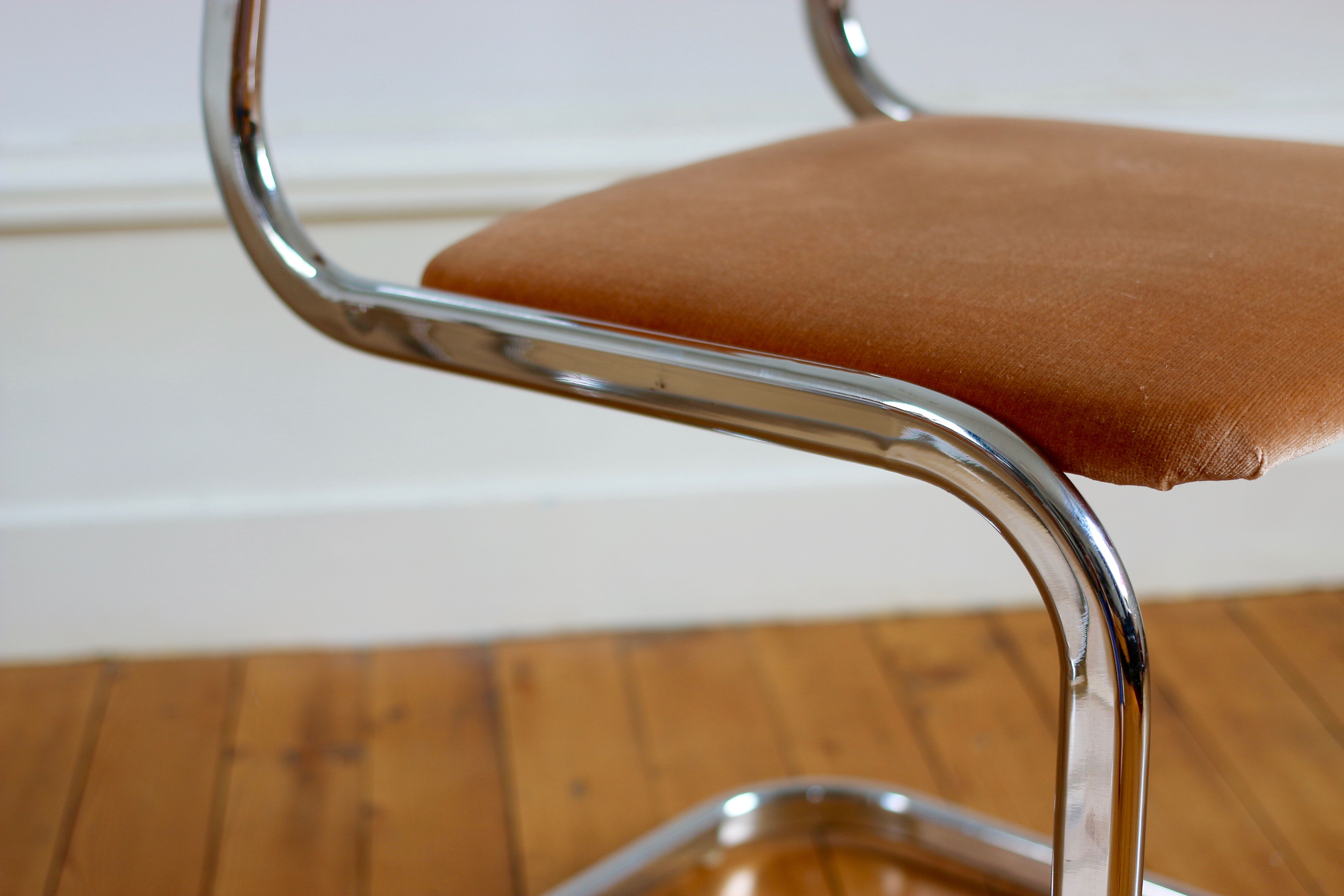 Set of 6 chairs 70s velvet and chrome by Roche Bobois