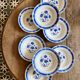 Set of 8 antique soup plates, blue flower decorations