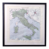 Illustrated Italy Europe map 43x43cm vintage from 1950