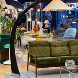 Luna walnut arc floor lamp by Natuzzi, 1990s