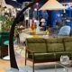Luna walnut arc floor lamp by Natuzzi, 1990s
