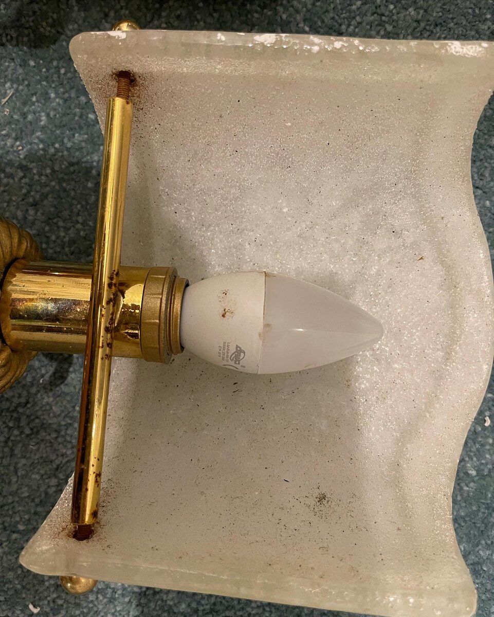 Murano Glass and Brass Sconces, 1980s, Set of 2