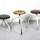 Vintage Industrial Adjustable Swivel Stools, Set of 3