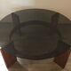 Vintage Danish teak coffee table and smoked glass