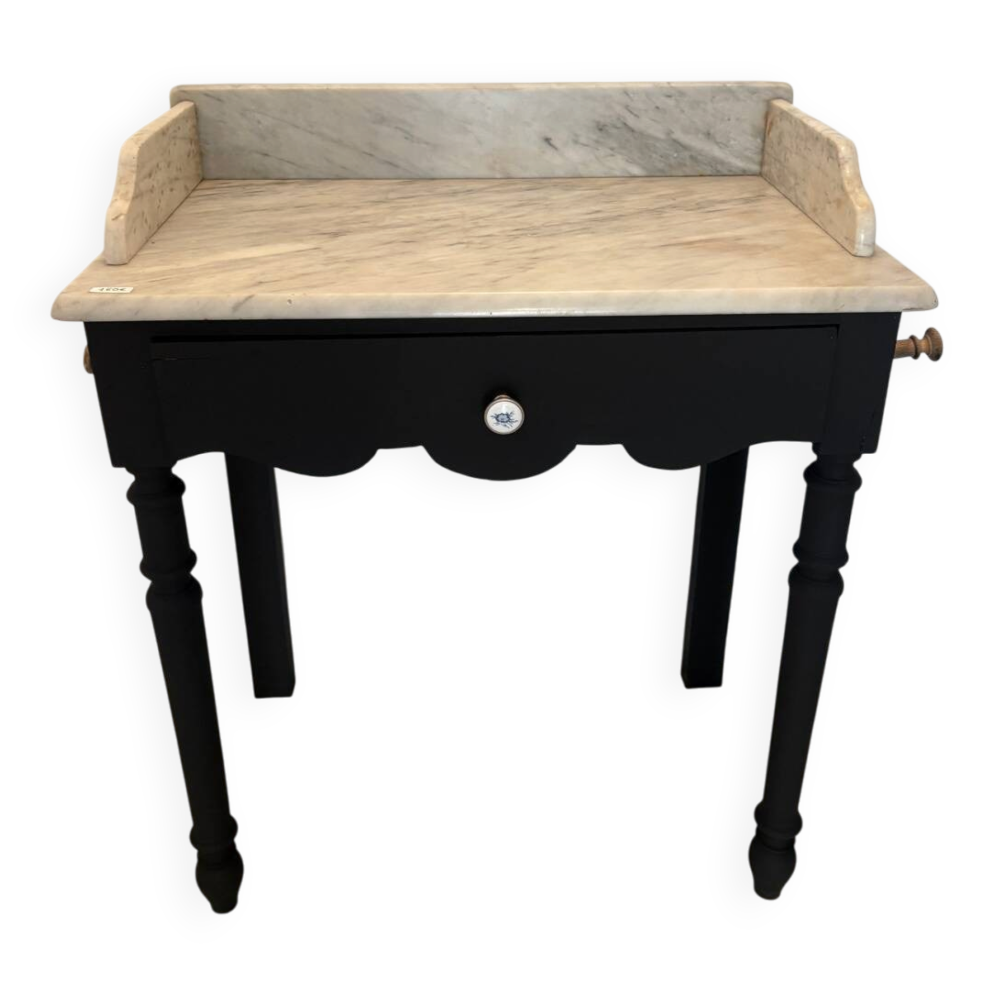 Black dressing table, white marble