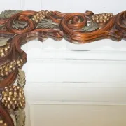 Vintage Black Heavily Carved Wooden Forest Wall Mirror