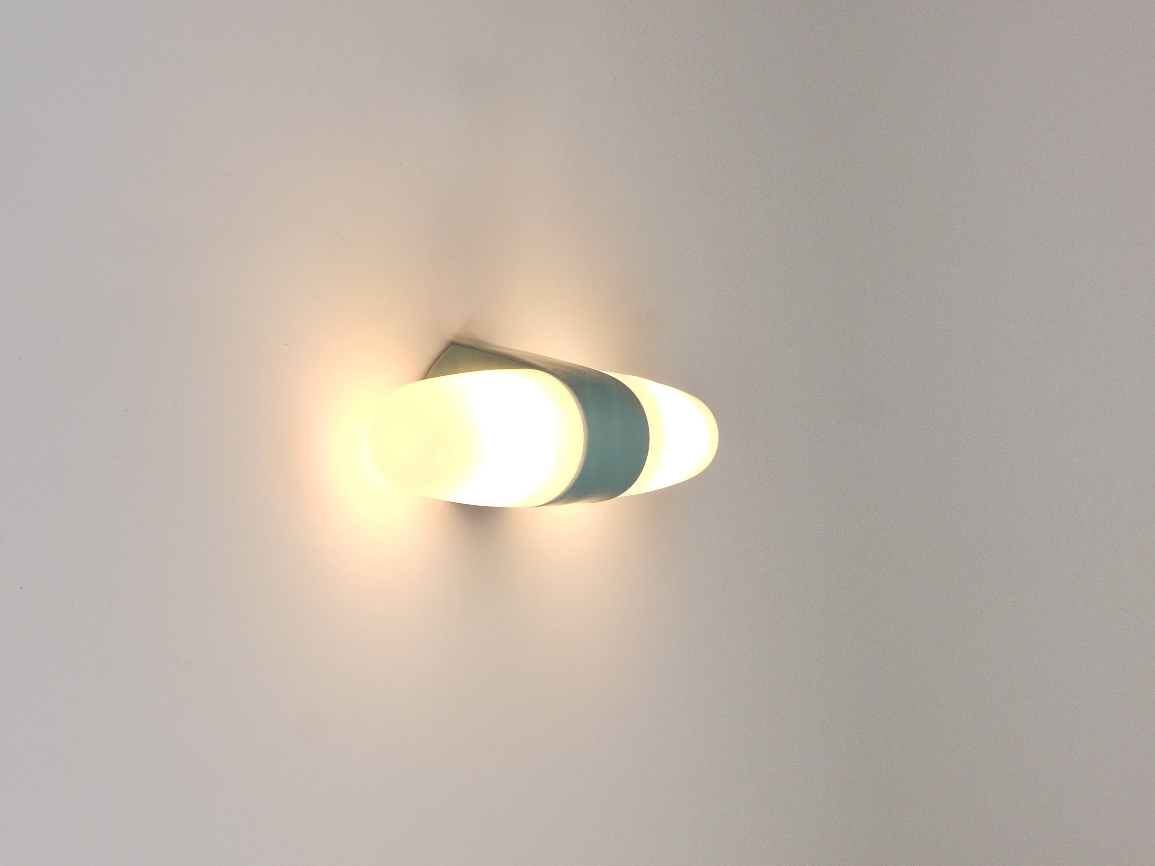 Wilhelm Wagenfeld Bauhaus Turquoise Double Sconce Wall Light, Germany, 1950