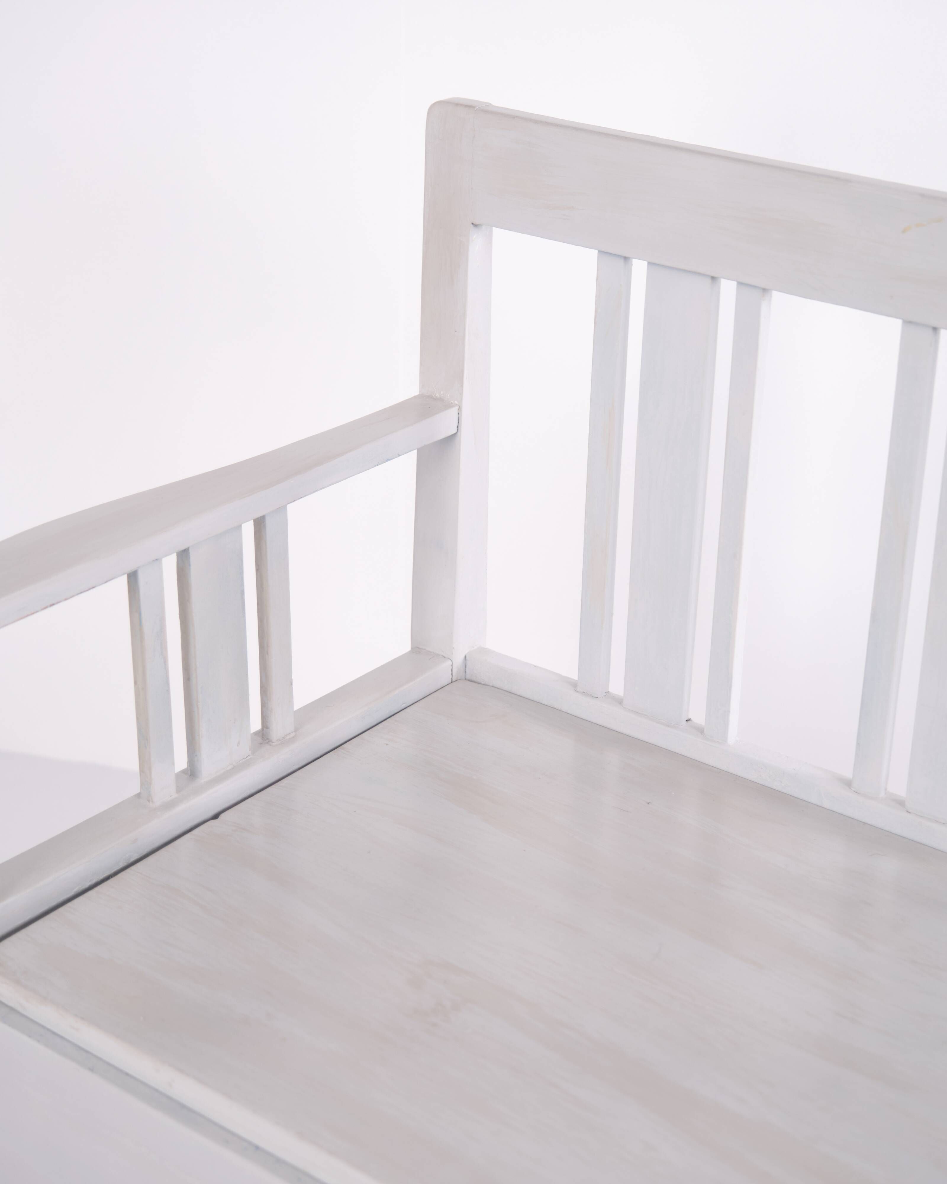 Swedish bench – grey painted – antique – painted pine – c. 1860s