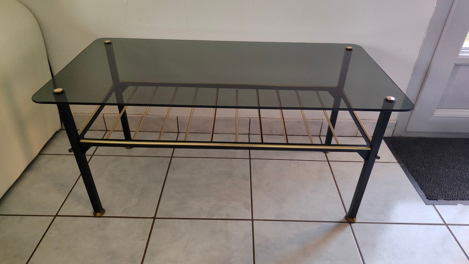 Vintage coffee table 1970 smoked glass