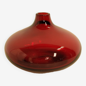 Small vintage neck vase in red blown glass