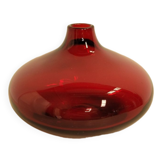 Small vintage neck vase in red blown glass