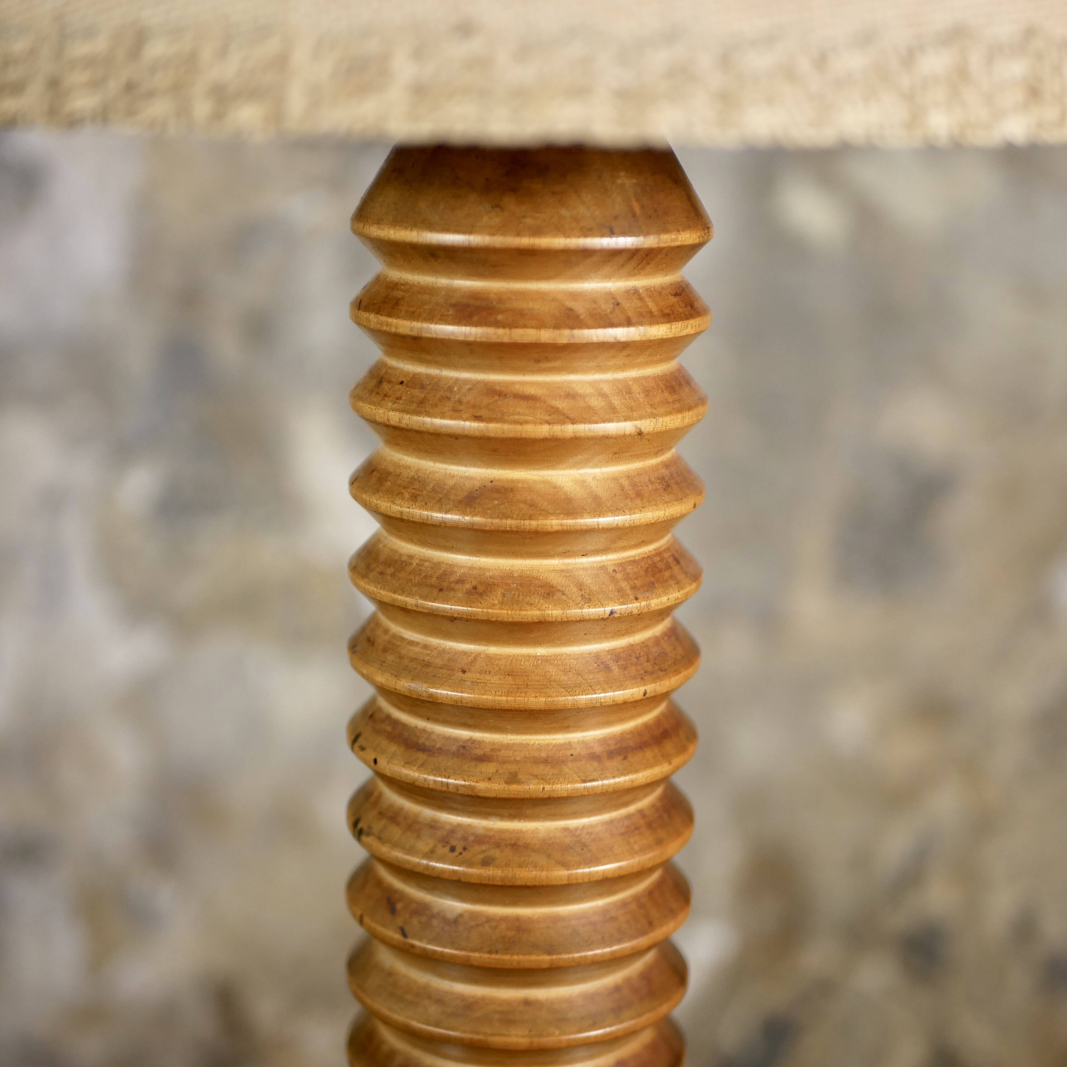 Large turned wood table lamp, France, 1950s